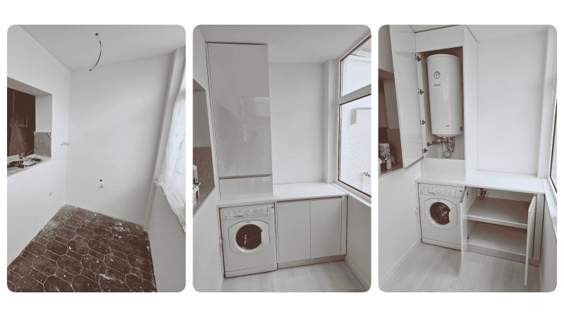 Armário Cozinha c/Máq. Lavar e Cilindro Embutido