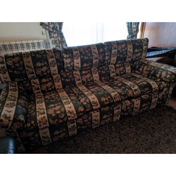 Sofá-cama de 3 lugares — verde e creme · 190 cm