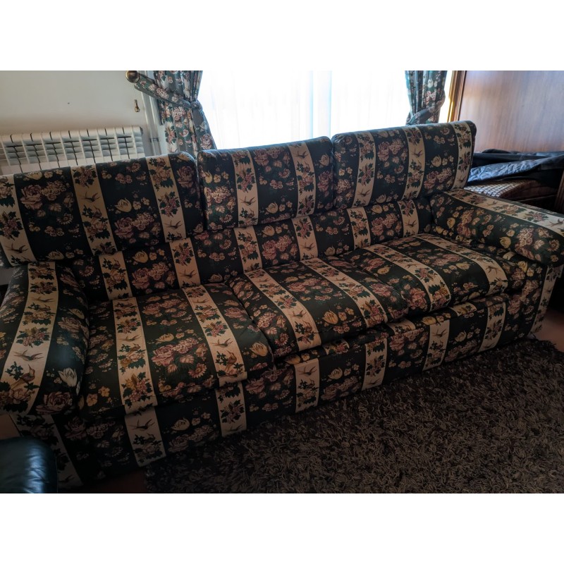 Sofá-cama de 3 lugares — verde e creme · 190 cm