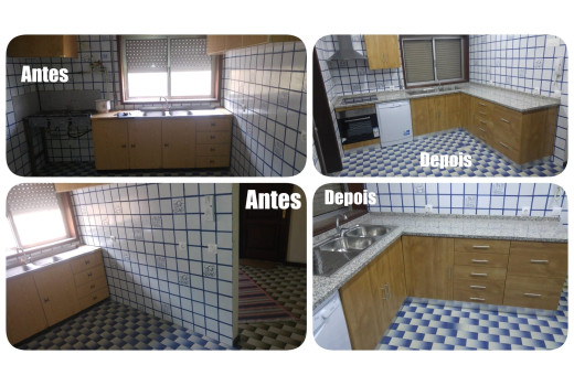 Cozinha Melamina Castanho Mel e Granito