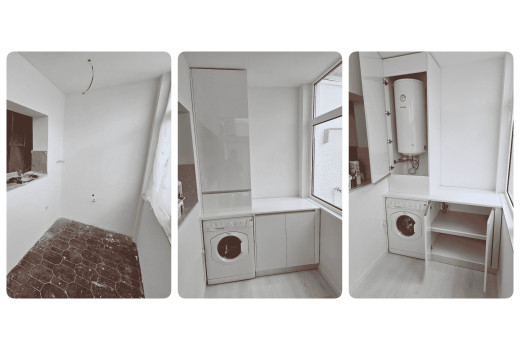 Armário Cozinha c/Máq. Lavar e Cilindro Embutido