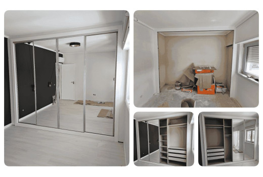 Roupeiro Embutido c/4 Portas em Espelho