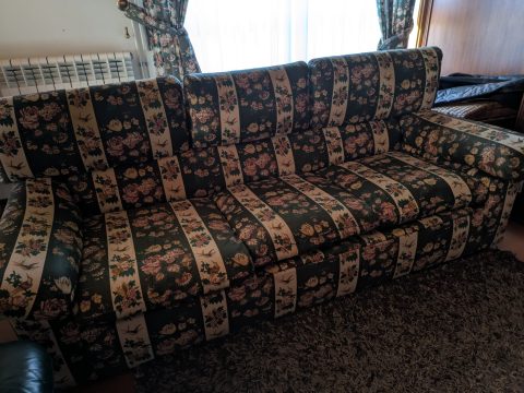 Sofá-cama de 3 lugares — verde e creme · 190 cm
