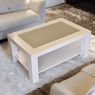 Mesa Centro — branco e cinza · 90 cm