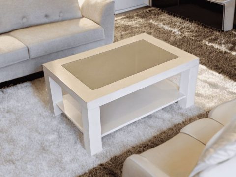 Mesa Centro — branco e cinza · 90 cm